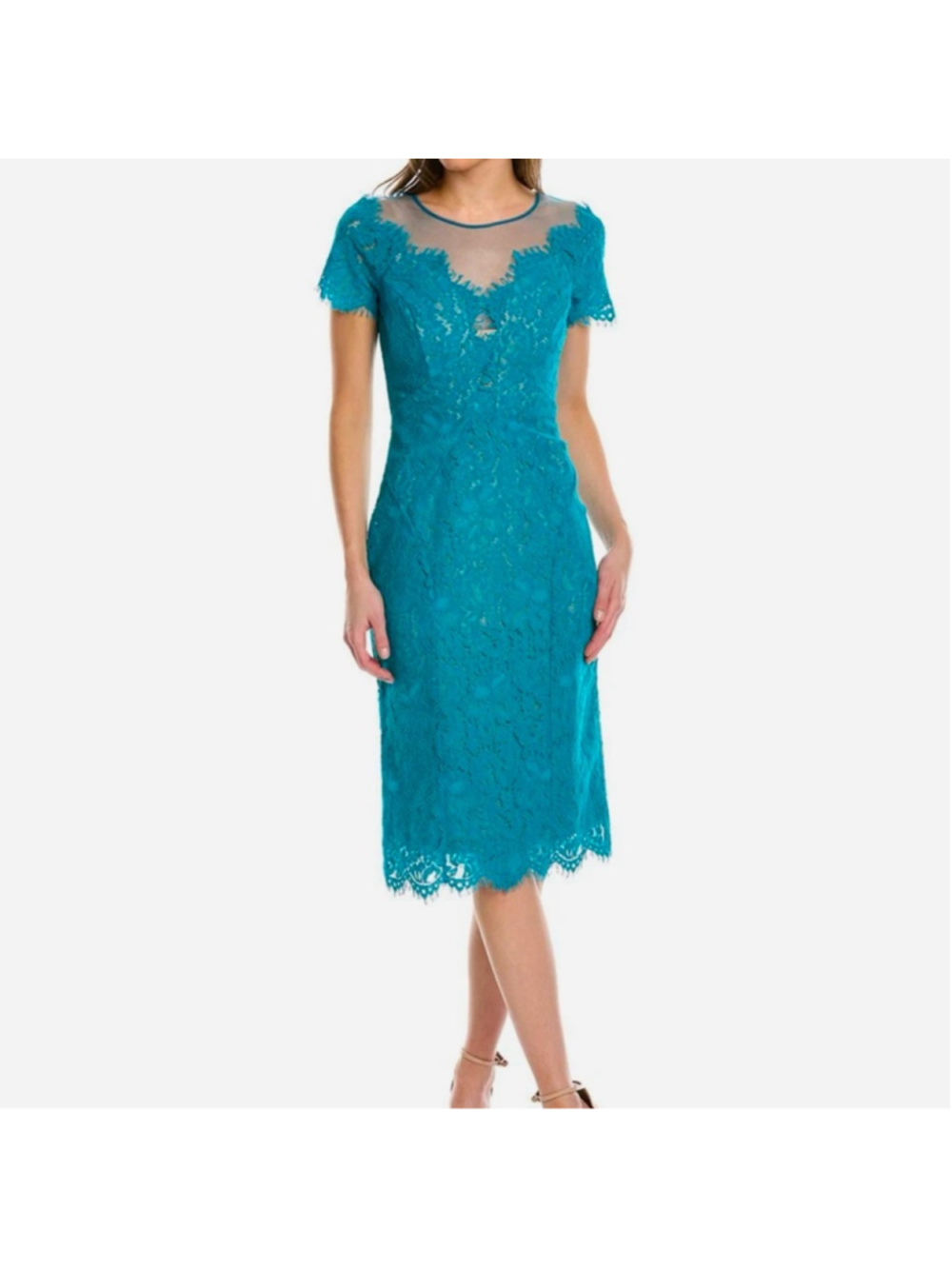 RENE BY RENE RUIZ COLLECTION Elegant Lace Sheath Midi Dress size 10